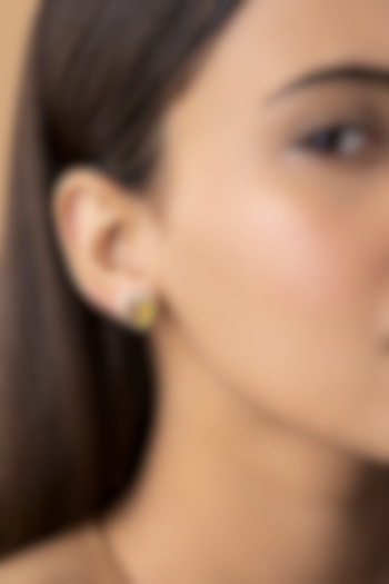 14 Kt Yellow Gold Heart Earrings With Lemon Quartz by Kaj Fine Jewellery