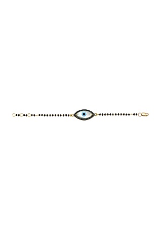 14 Kt Yellow Gold Black Diamond Marquise Evil Eye Bracelet by KAJ Fine Jewellery Men