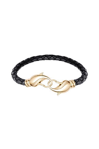 14Kt Yellow Gold Leather Bracelet by KAJ Fine Jewellery Men