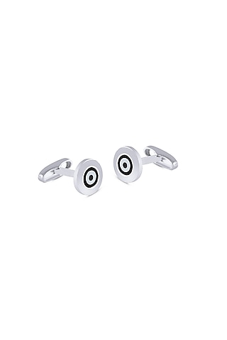 14Kt White Gold Onyx Evil Eye Cufflinks by KAJ Fine Jewellery Men