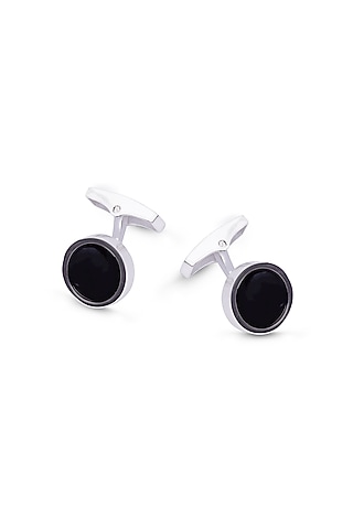 14Kt White Gold Enamelled Cufflinks by KAJ Fine Jewellery Men