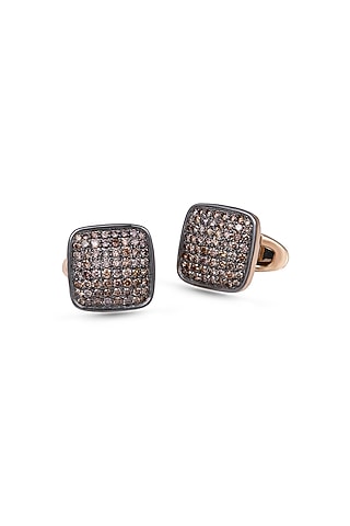 14Kt Yellow Gold Coffee Diamond Cufflinks by KAJ Fine Jewellery Men
