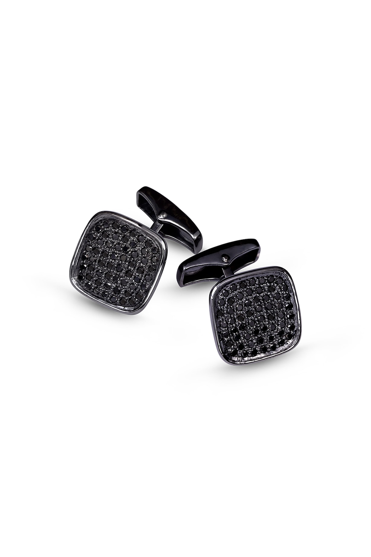 Cufflinks Noirs & Or Avec Diamant – Neufs Avec Étiquettes – Élégants