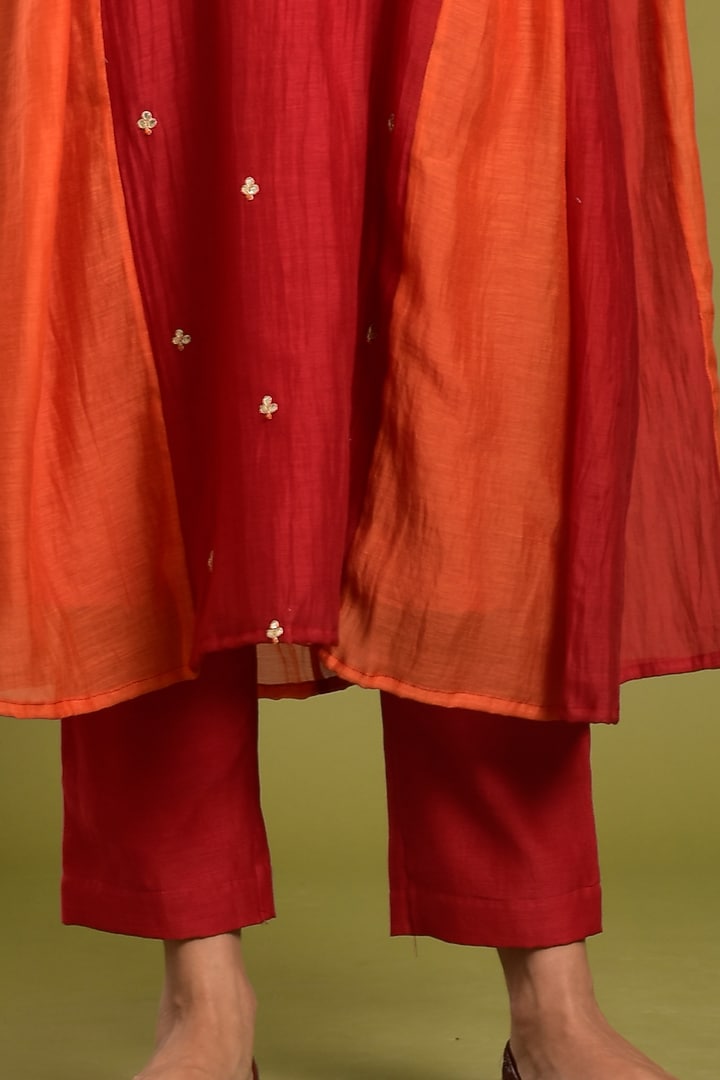 Reddish Orange Chanderi Kurta by Kaarah By Kaavya at Pernia's Pop Up Shop