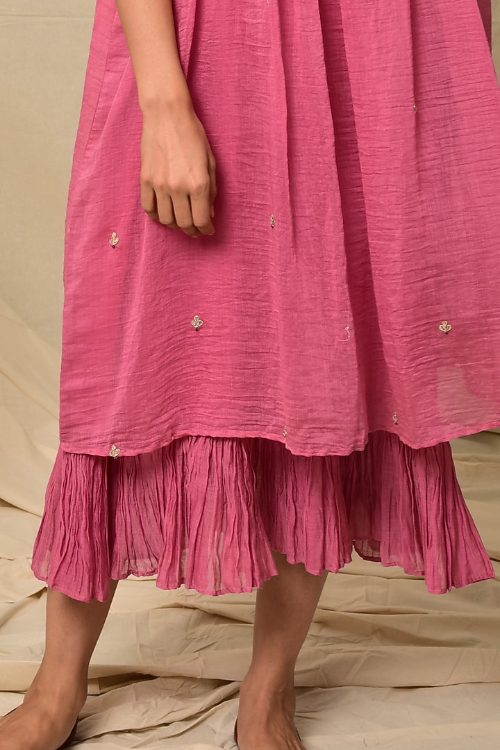 Pink Embroidered Dress by Kaarah By Kaavya at Pernia's Pop Up Shop