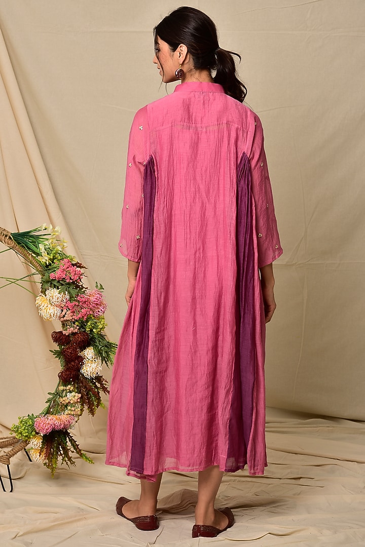 Pink & Purple Chanderi Dress by Kaarah By Kaavya at Pernia's Pop Up Shop