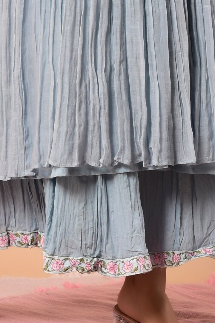 Blue Chanderi Sharara Set by Kaarah By Kaavya at Pernia's Pop Up Shop