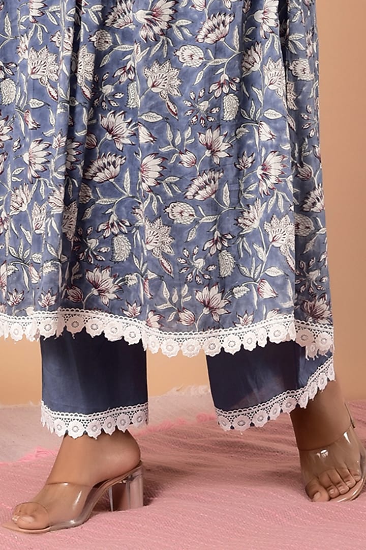 Blue Printed Kurta Set by Kaarah By Kaavya at Pernia's Pop Up Shop