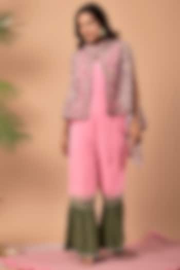 Pink Shaded Jumpsuit With Jacket by Kaarah By Kaavya
