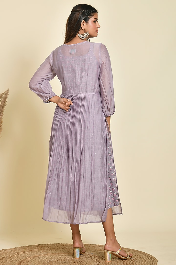 Purple Chanderi Printed Kurta by Kaarah By Kaavya at Pernia's Pop Up Shop
