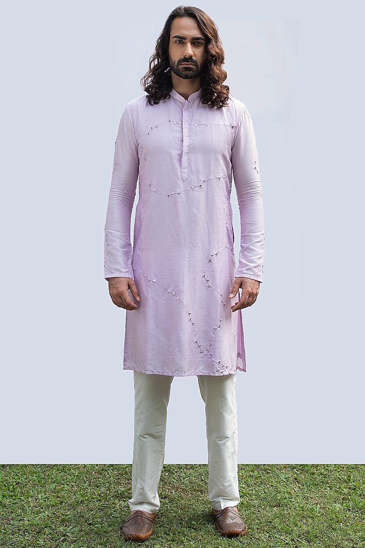 Lilac Bam Silk Kurta Set by KAKA Menswear