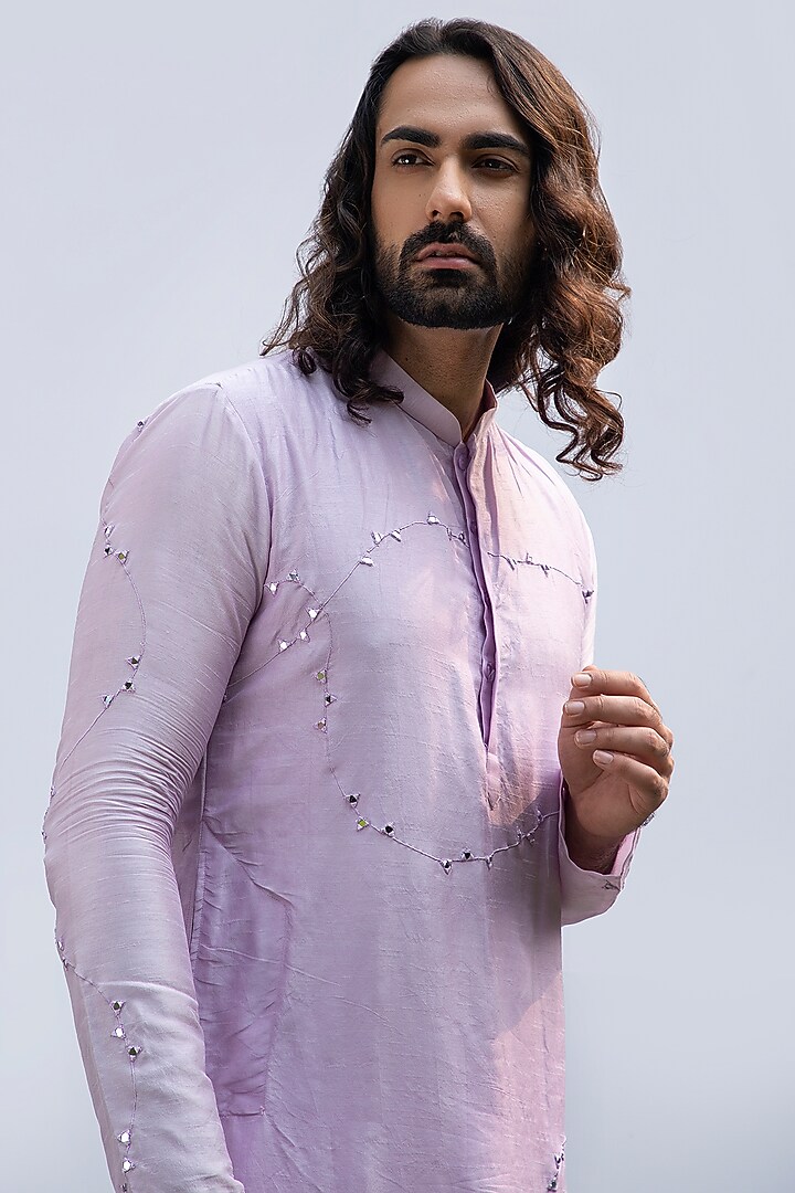 Lilac Bam Silk Kurta Set by KAKA CALCUTTA at Pernia's Pop Up Shop