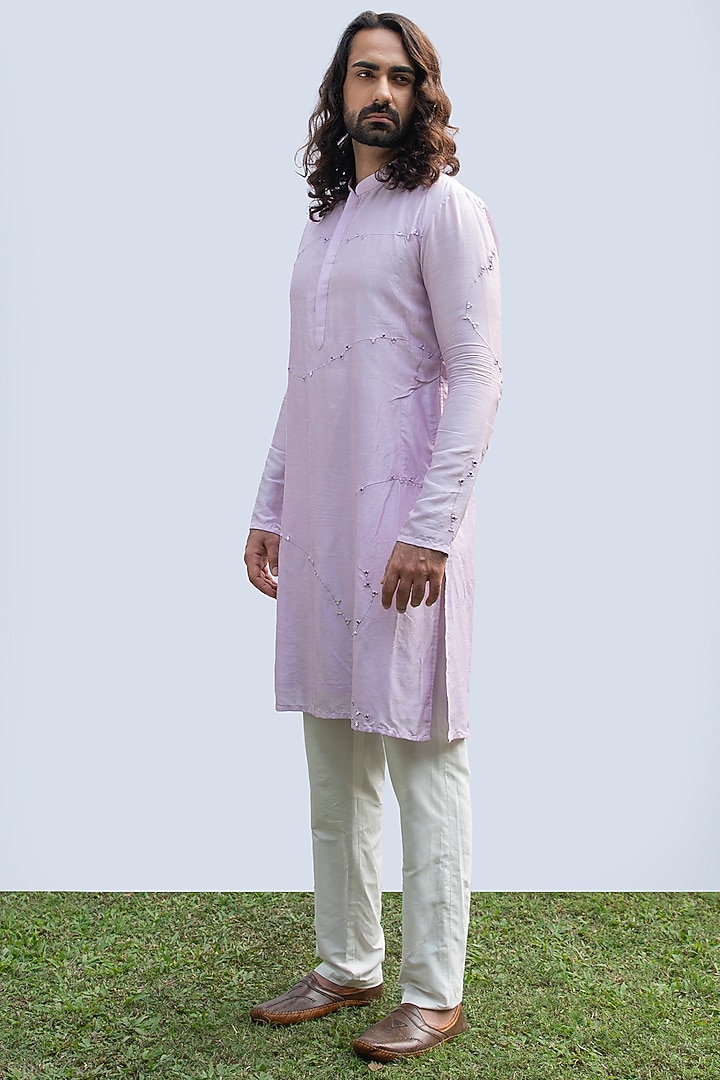 Lilac Bam Silk Kurta Set by KAKA CALCUTTA at Pernia's Pop Up Shop