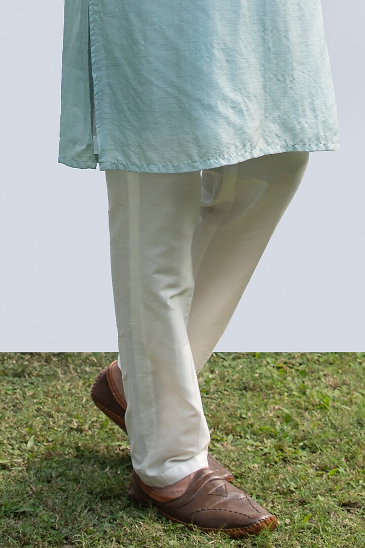 Ice Blue Ombre Bam Silk Kurta Set by KAKA CALCUTTA at Pernia's Pop Up Shop