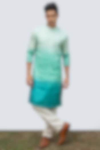 Aqua Bam Silk Ombre Kurta Set by KAKA CALCUTTA at Pernia's Pop Up Shop