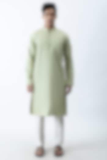 Pastel Green Embroidered Kurta Set by KAKA CALCUTTA