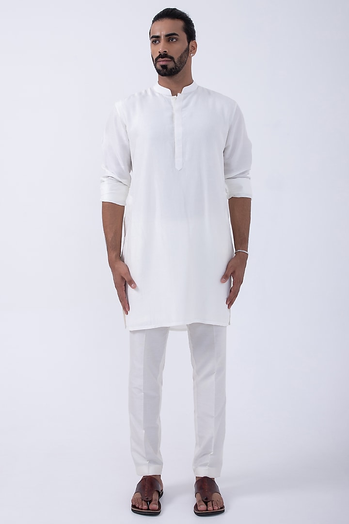Ivory Bam Silk Kurta Set by KAKA CALCUTTA at Pernia's Pop Up Shop