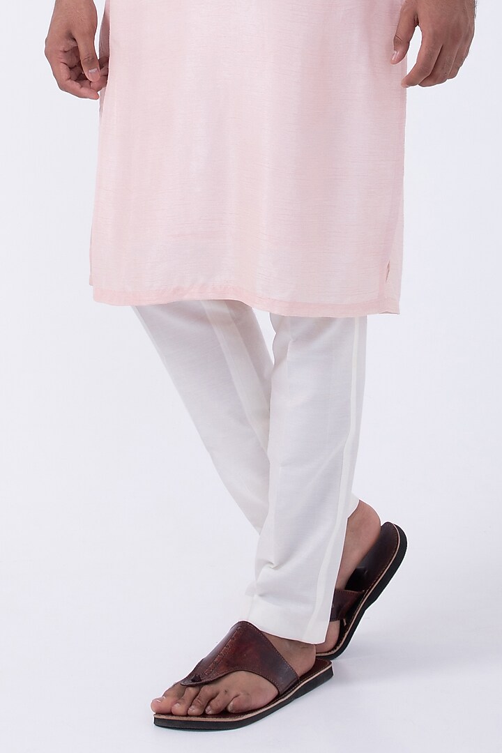 Pink Bam Silk Mirror Embroidered Kurta Set by KAKA CALCUTTA at Pernia's Pop Up Shop