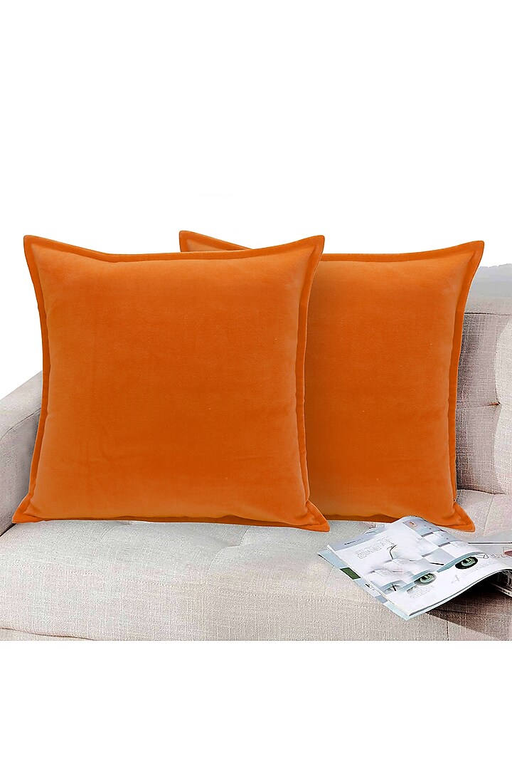 Orange Soft Velvet Pillow Cover by Kalakari Home