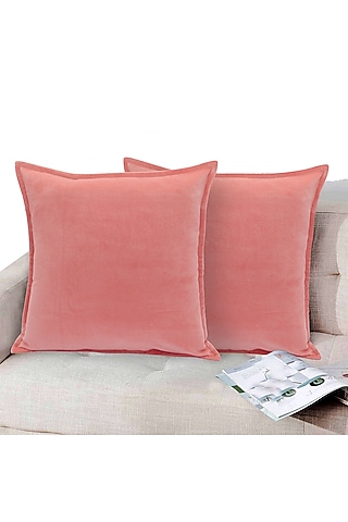 Pink Soft Velvet Pillow Cover by Kalakari Home