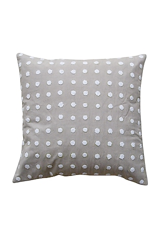 Grey Tufting Embroidered Pillow Cover by Kalakari Home