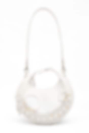 White Genuine Leather Embossed Halo Bag by Immri