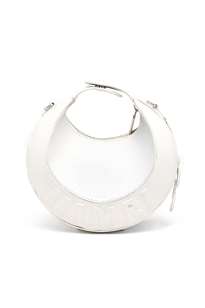 White Genuine Leather Embossed Halo Bag by Immri at Pernia's Pop Up Shop
