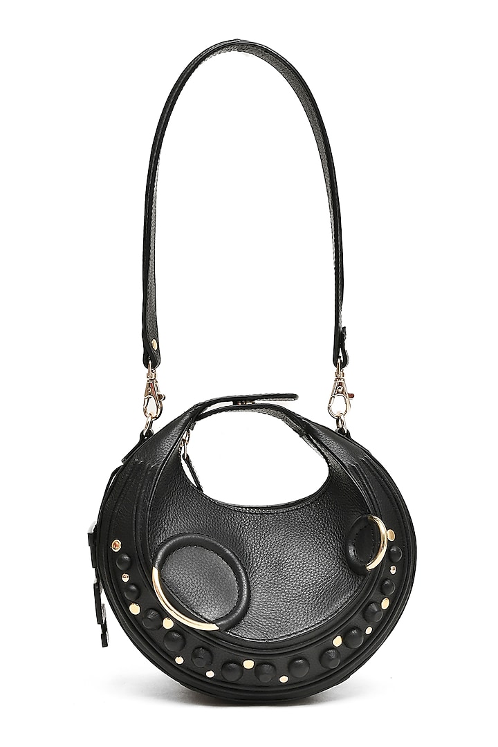 Black Genuine Leather Embossed Halo Bag by Immri at Pernia's Pop Up Shop