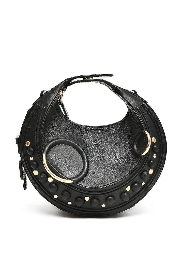 Black Genuine Leather Embossed Halo Bag by Immri at Pernia's Pop Up Shop