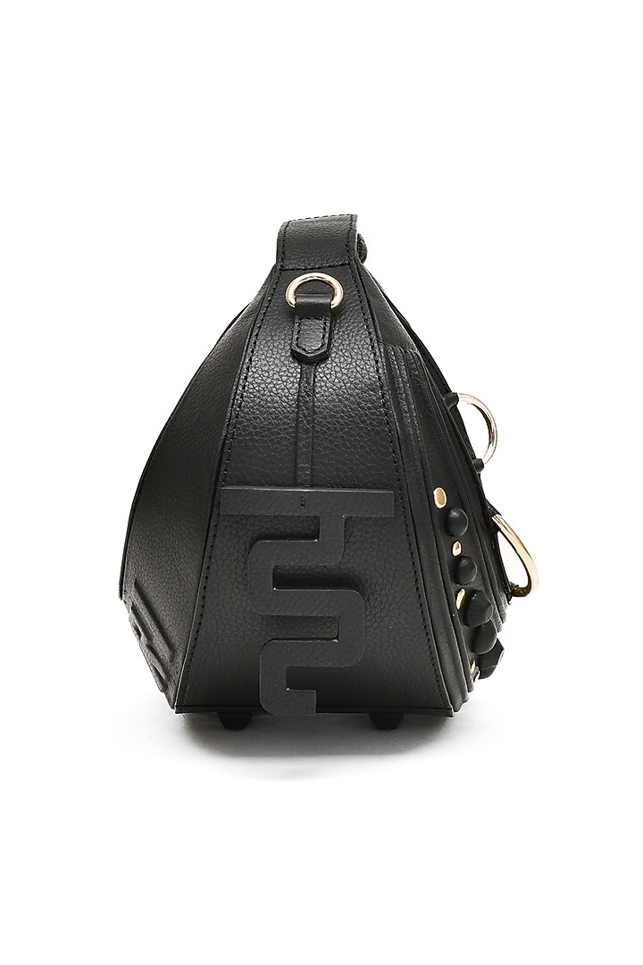 Black Genuine Leather Embossed Halo Bag by Immri at Pernia's Pop Up Shop