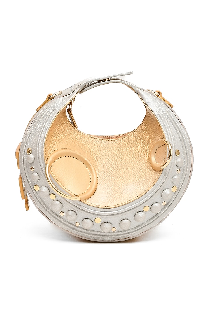 Gold & Silver Genuine Leather Embossed Halo Bag by Immri at Pernia's Pop Up Shop