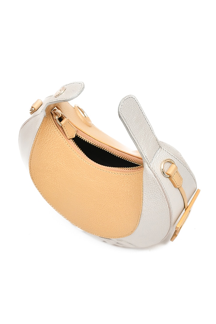 Gold & Silver Genuine Leather Embossed Halo Bag by Immri at Pernia's Pop Up Shop