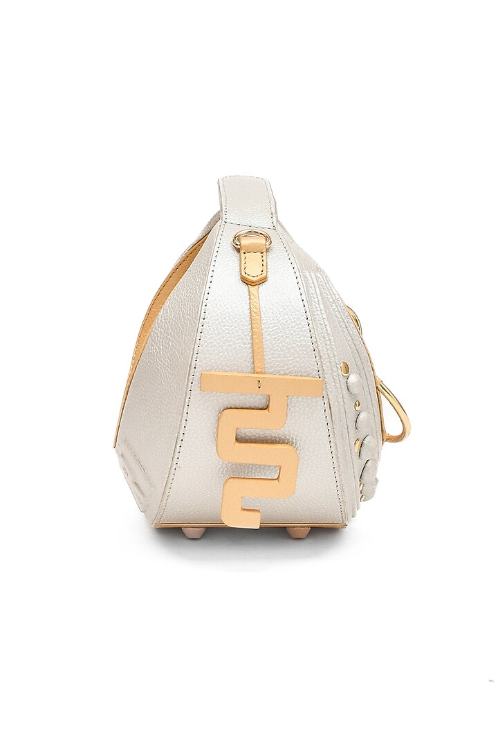 Gold & Silver Genuine Leather Embossed Halo Bag by Immri at Pernia's Pop Up Shop