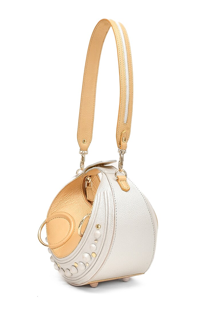 Gold & Silver Genuine Leather Embossed Halo Bag by Immri at Pernia's Pop Up Shop