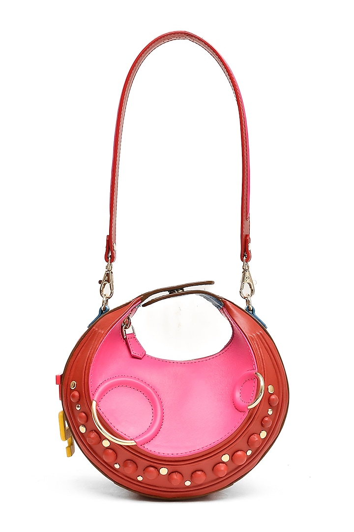 Multi-Colored Genuine Leather Embossed Halo Bag by Immri