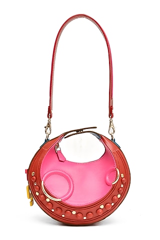 Multi-Colored Genuine Leather Embossed Halo Bag by Immri