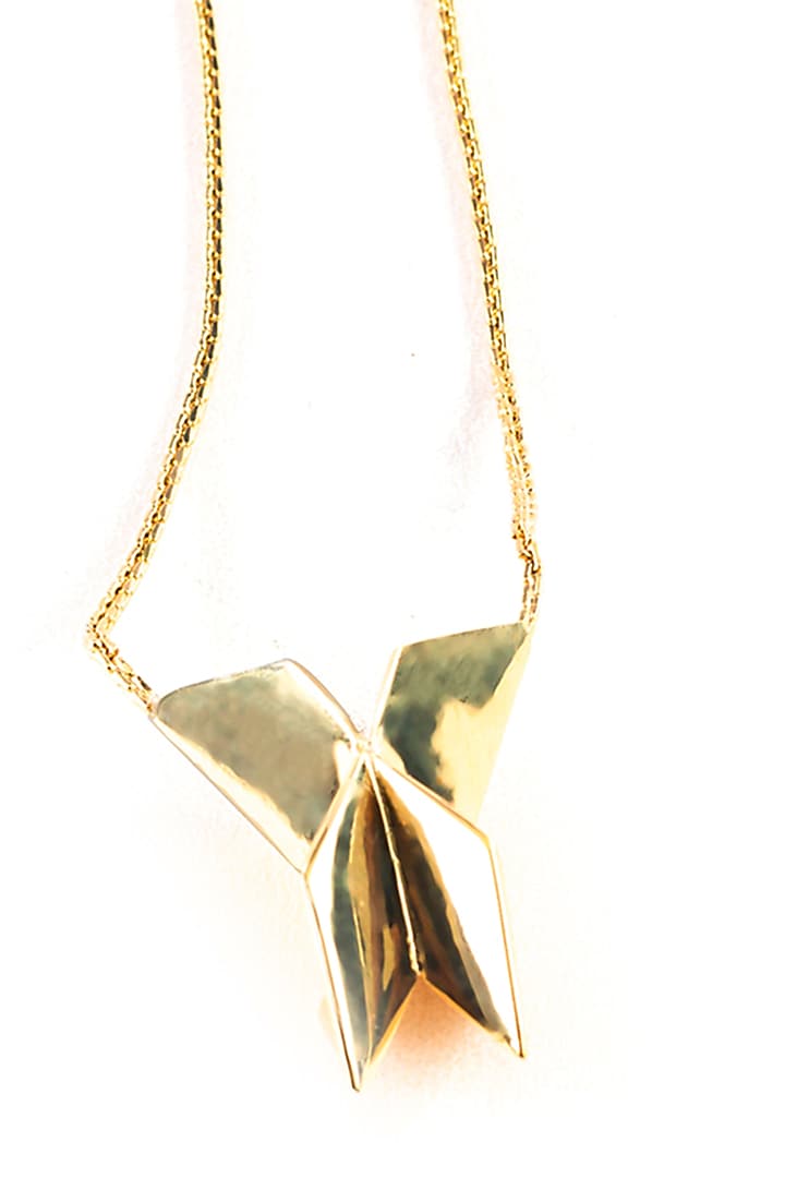Gold Plated Brass Handcrafted Necklace by KALON DESIGNS