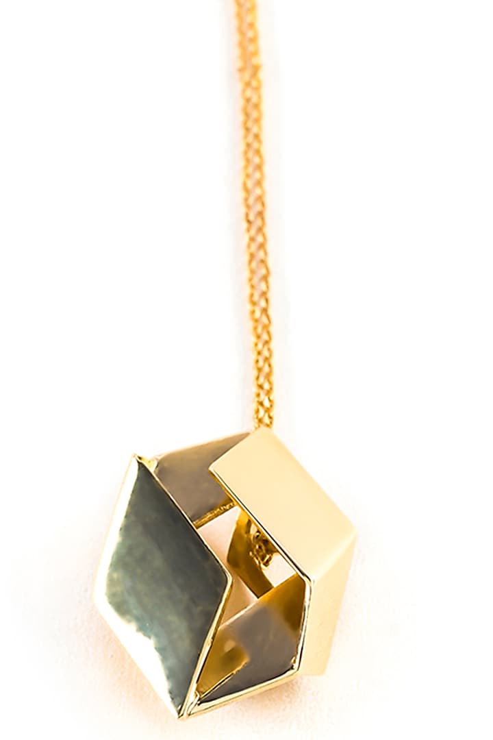 Gold Plated Brass Pendant Necklace by KALON DESIGNS