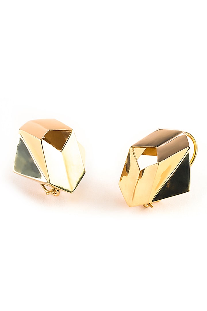 Gold Plated Handcrafted Stud Earrings by KALON DESIGNS
