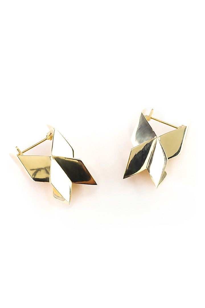 Gold Plated Brass Handcrafted Earrings by KALON DESIGNS
