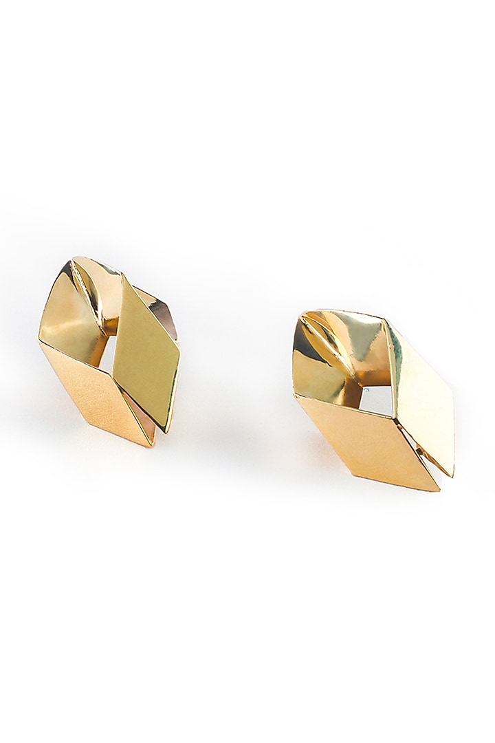 Gold Plated Brass Stud Earrings by KALON DESIGNS at Pernia's Pop Up Shop