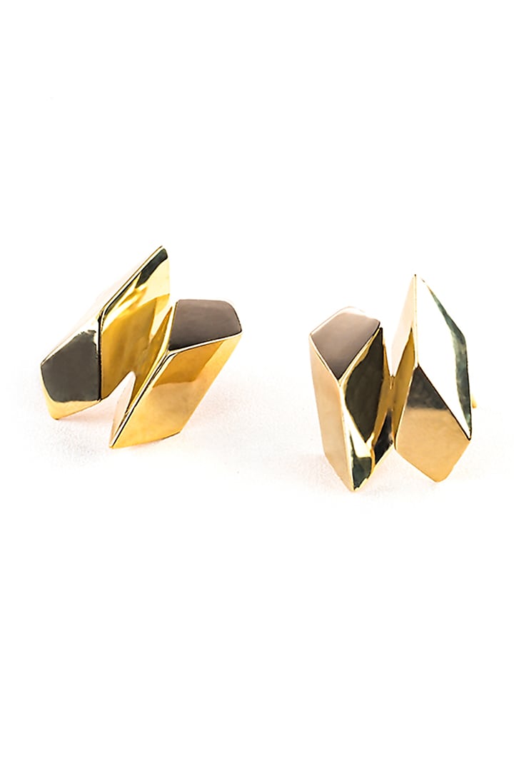 Gold Plated Stud Earrings by KALON DESIGNS