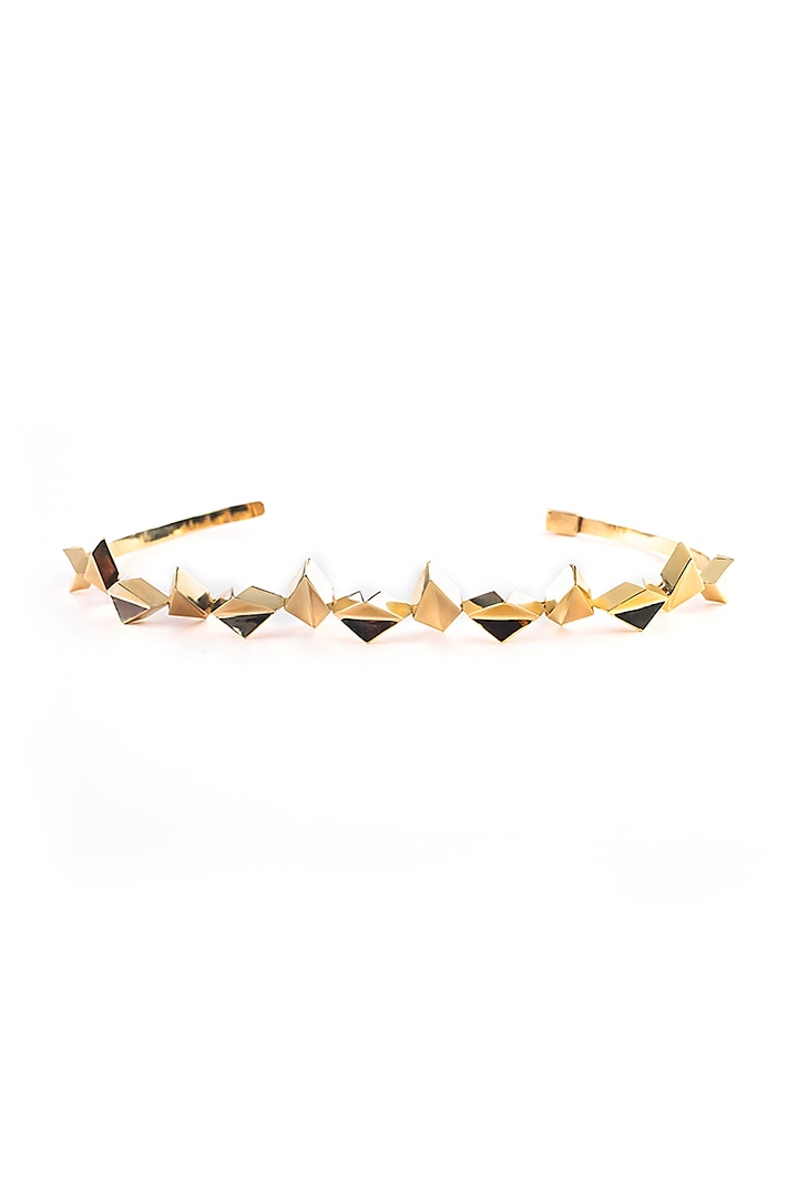 Gold Plated Choker Necklace In Brass by KALON DESIGNS