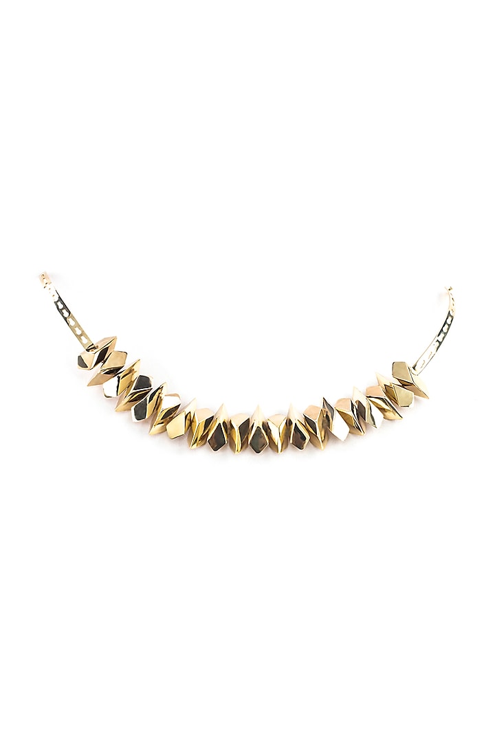 Gold Plated Handcrafted Choker Necklace In Brass by KALON DESIGNS at Pernia's Pop Up Shop