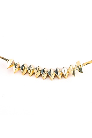 Gold Plated Choker Necklace In Brass by KALON DESIGNS