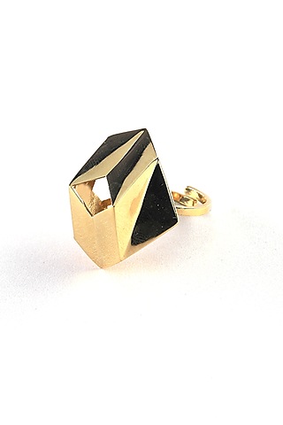 Gold Plated Ring In Brass by KALON DESIGNS
