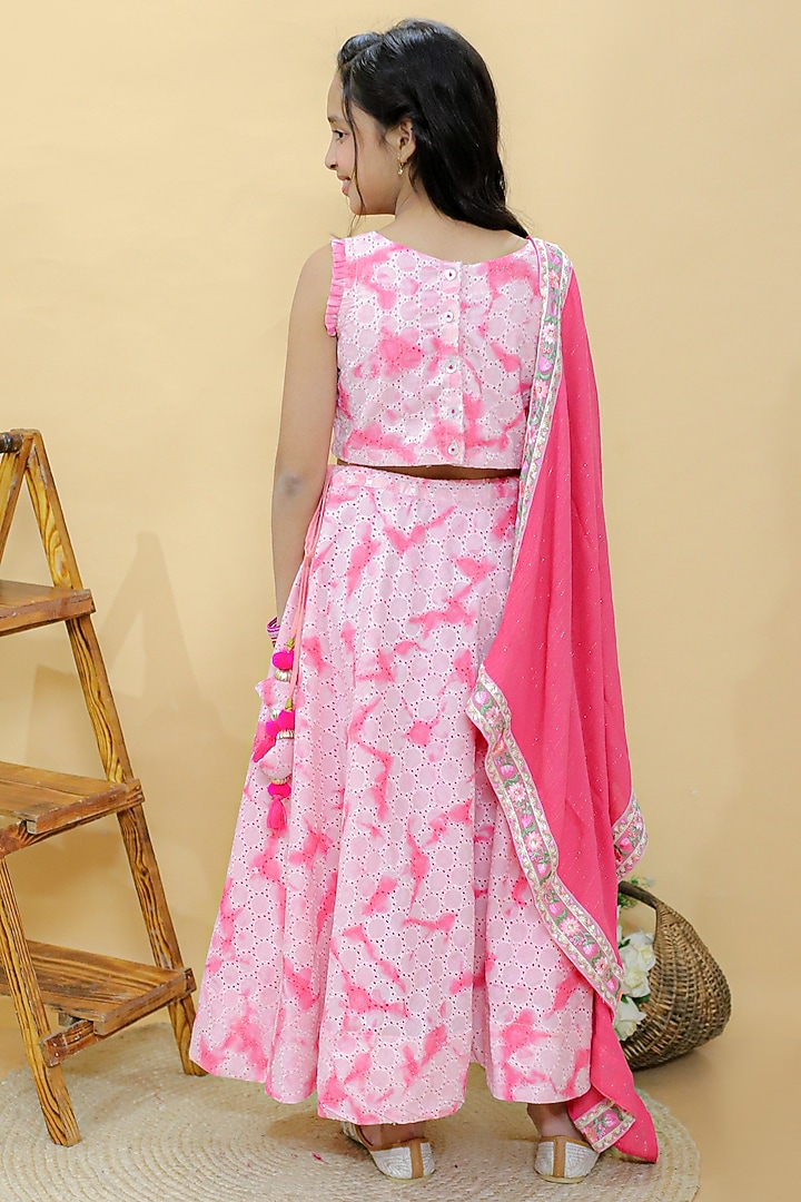 Pink Cotton Hakoba Tassel Embellished Lehenga Set For Girls by KALP at Pernia's Pop Up Shop
