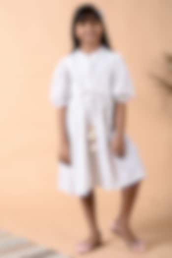 White Cotton Overlapped Dress For Girls by KALP at Pernia's Pop Up Shop