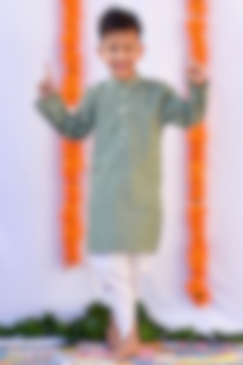 Green Printed Kurta Set For Boys by KALP at Pernia's Pop Up Shop