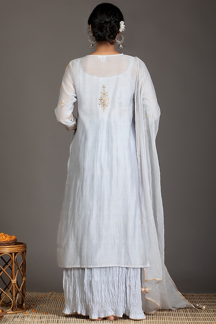 Pastel Blue Embroidered Kurta Set by Kameez at Pernia's Pop Up Shop